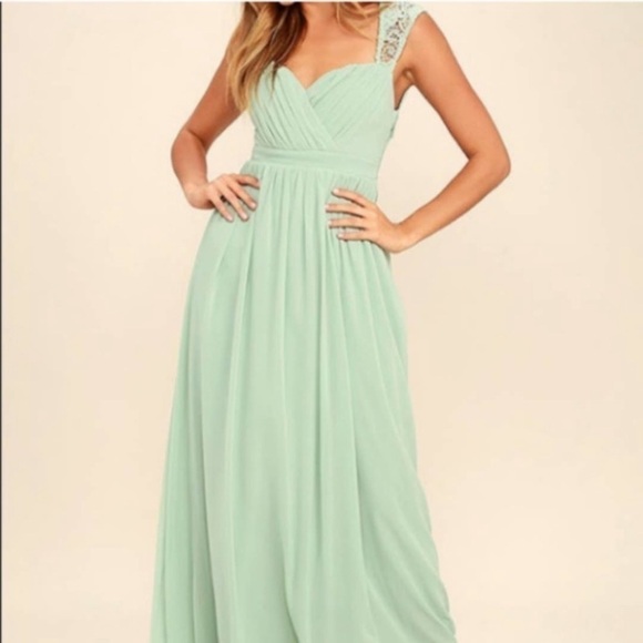 Lulu’s Novela Mint Green Crochet Lace Sweetheart Bodice Cutout Back Maxi Dress - Picture 3 of 10